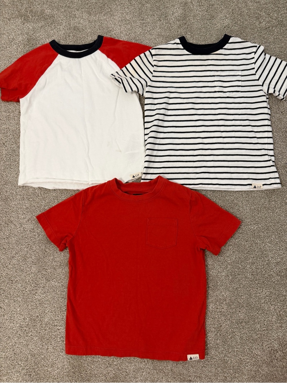 GAP Red, White & Navy Blue Kids Short Sleeve Tee Set